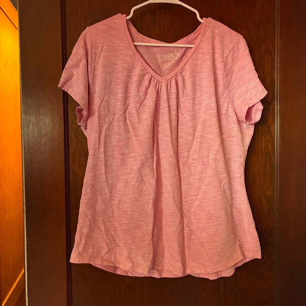 Hanes Light Pink Short Sleeve Women's Tee XXL